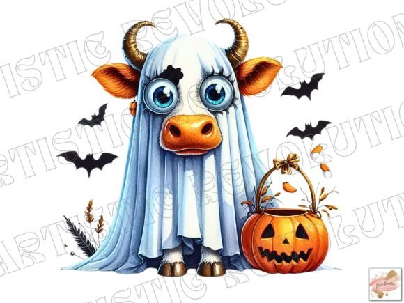 Adorable Halloween Cow Ghost PNG for Creative Projects