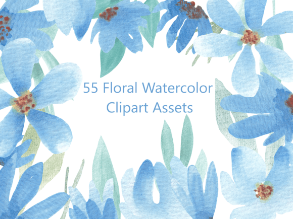 Elevate Designs with 55 Summer Watercolor Floral Assets