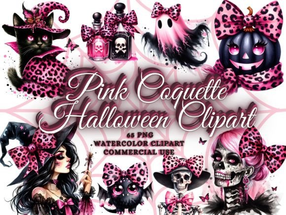 Elevate Halloween Design with Pink Coquette Clipart