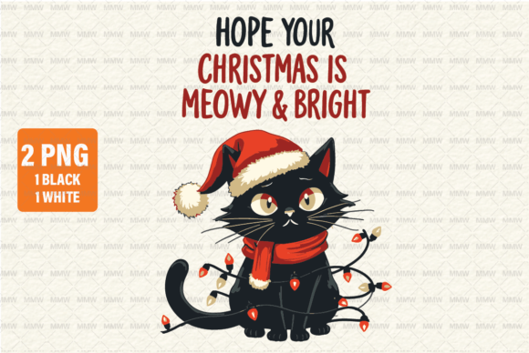 Festive Feline Design: The Meowy Cat PNG