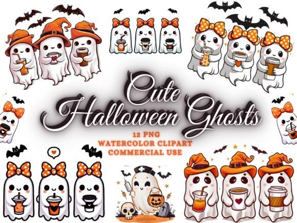 Spooky Cute Halloween Ghost Clipart for Designers
