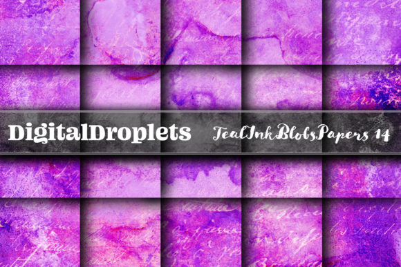 Teal Ink Blobs Vol. 14 | 12x12 Paper Set for Designers